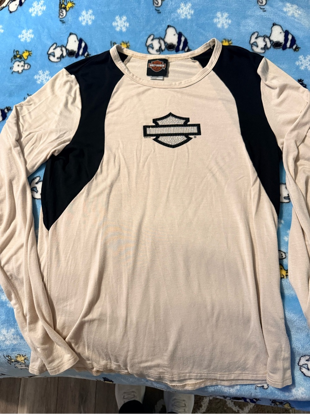 Harley-Davidson Two-Tone Long Sleeve Tee - Cream and Black